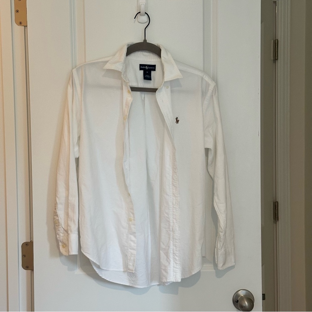 Ralph Lauren Youth Size 14 Classic White Button Down Shirt